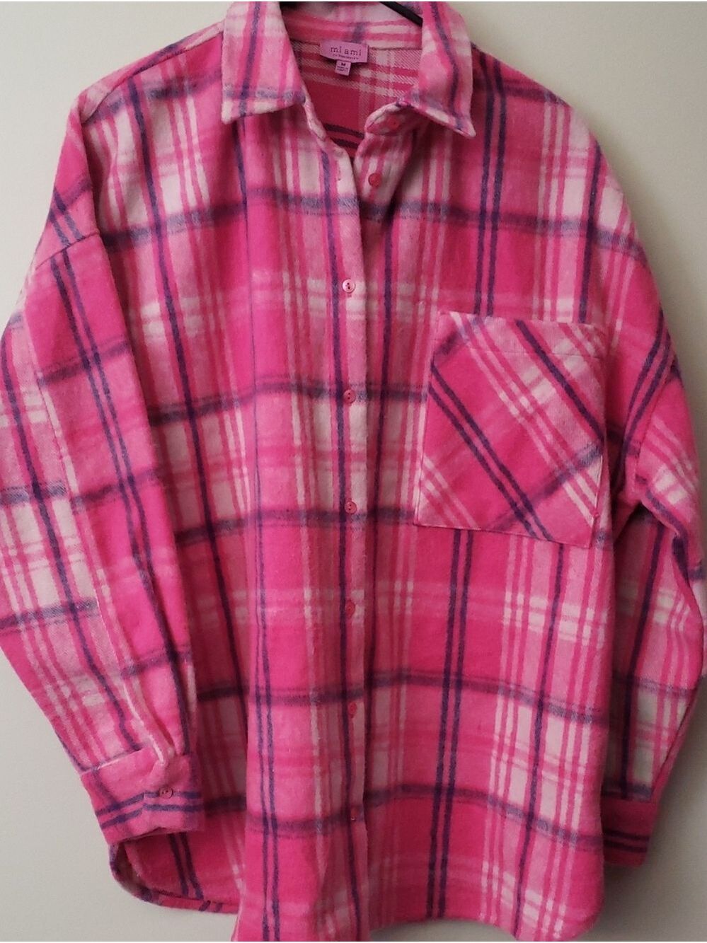 miami Pink and White Plaid Shacket